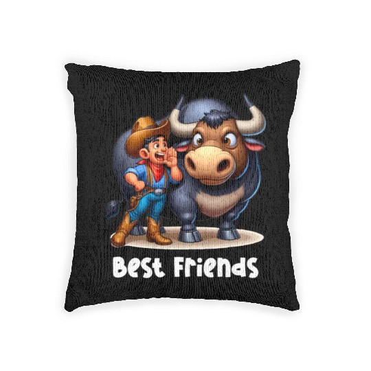 Rodeo Bull Riding Livestock Show Farmer Cattle Woven Pillows