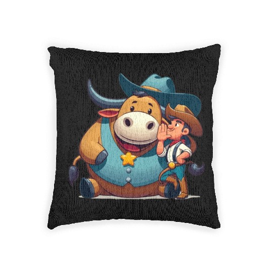 Rodeo Bull Riding Livestock Show Farmer Cattle Woven Pillows