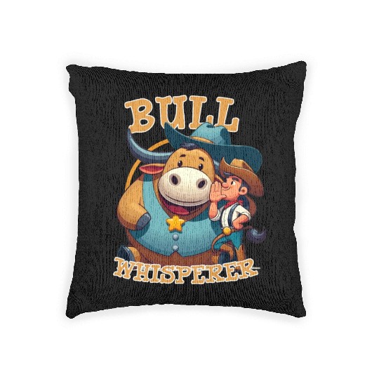 Rodeo Bull Riding Livestock Show Farmer Cattle Woven Pillows