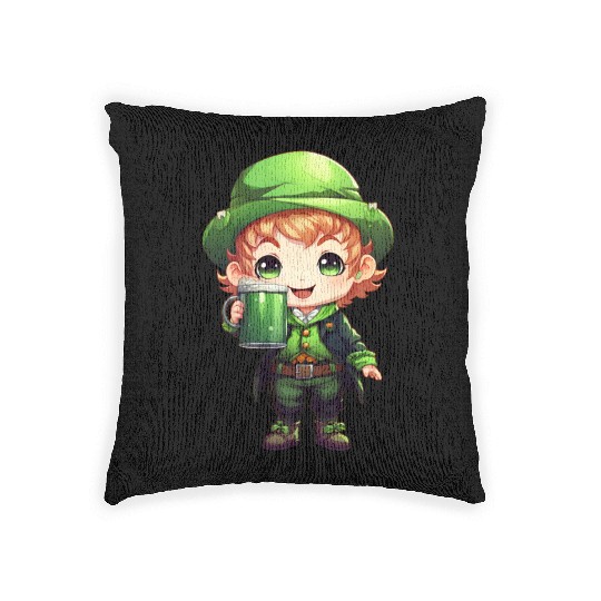 Green Beer on St Patricks Day Woven Pillows