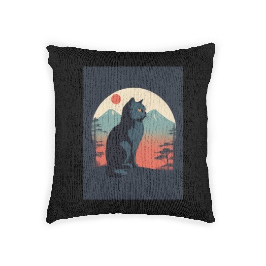 Persian Cat 1 - Japanese Retro Art Woven Pillows