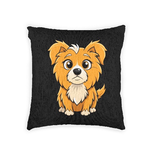 Curious Tibetan Spaniel Digital Art Woven Pillows