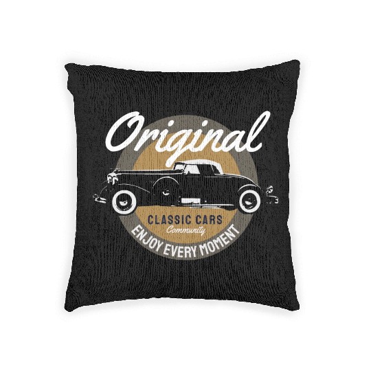 Classic car community features a sleek and vintage Woven Pillows