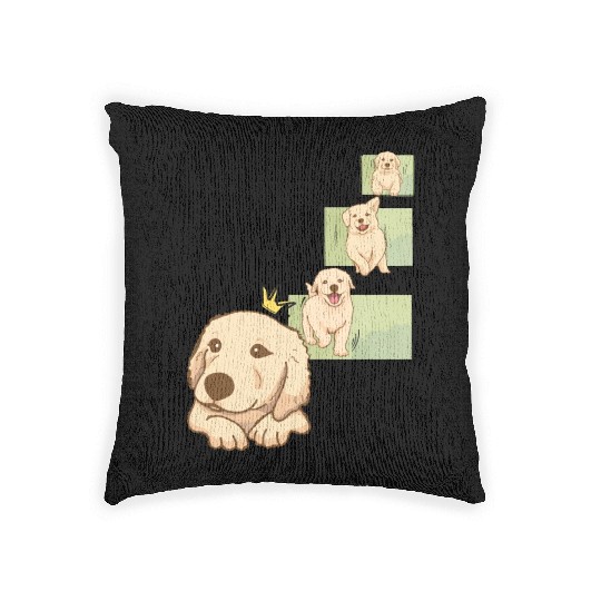 A Cute Cartoon Dog Running Funny puppy Woven Pillows