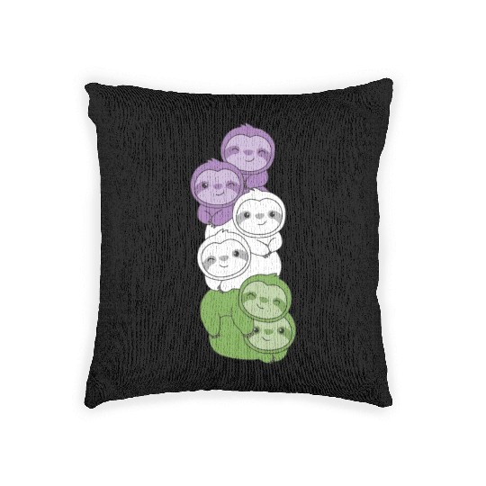 Genderqueer Flag Pride Lgbtq Cute Sloth Woven Pillows
