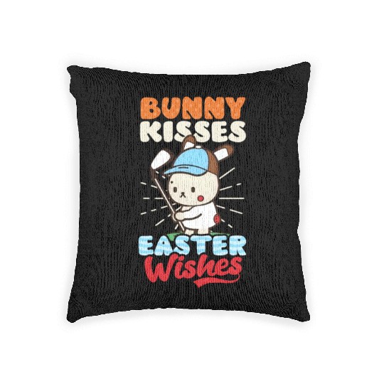 Golf Easter Bunny Kisses Easter Wishes Woven Pillows