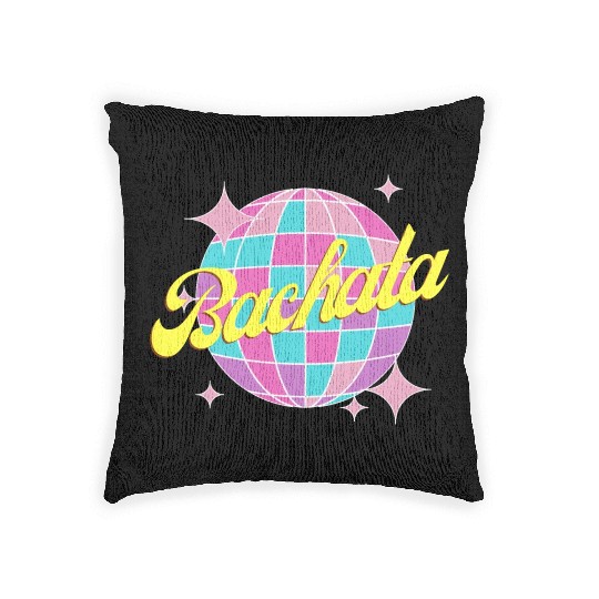 Bachata dance neon color disco ball Woven Pillows