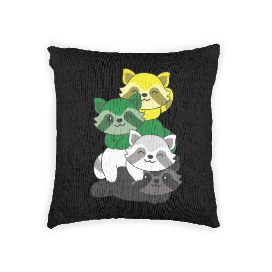 Skoliosexual Flag Pride Lgbtq Cute Raccoon Woven Pillows