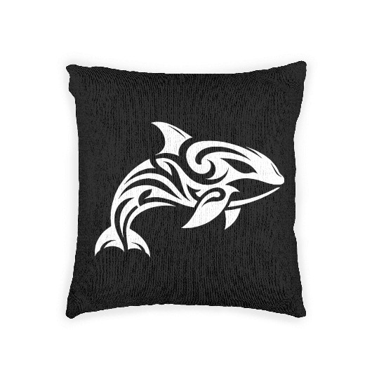 Pretty orca T Tattoo style Woven Pillows