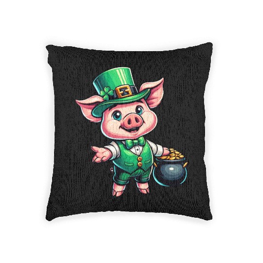 Cute St. Patrick's Piglet Woven Pillows