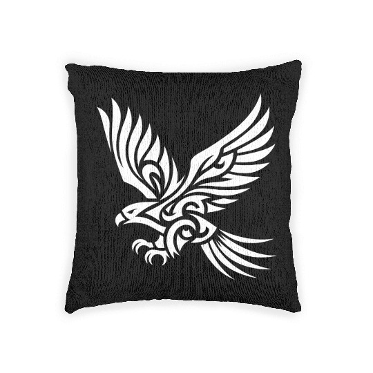 Elegant Tribal Eagle On Tattoo Wings Woven Pillows