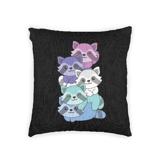 Spectrasexual Flag Pride Lgbtq Cute Raccoon Woven Pillows