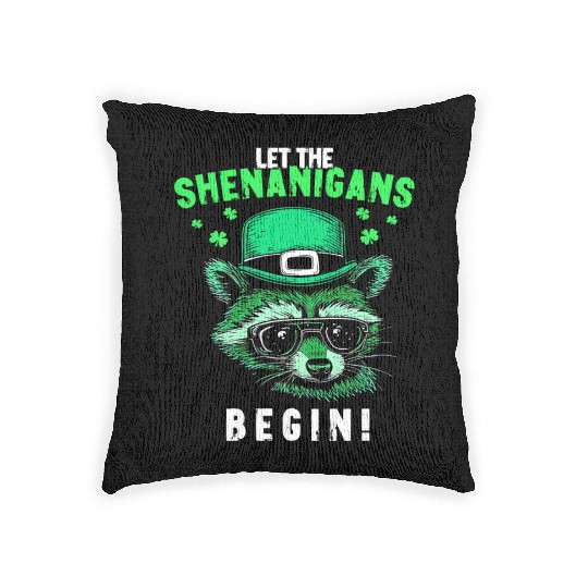 Let The Shenanigans Begin! Irish Raccoon Woven Pillows
