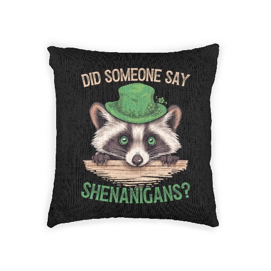 Did Someone Say Shenanigans? Cute Raccoon Woven Pillows