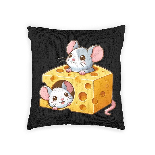 Cheese Dwelling Mice Woven Pillows