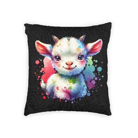 Cute Goat Lover Farm Animal Lamb Enthusiast Design Woven Pillows