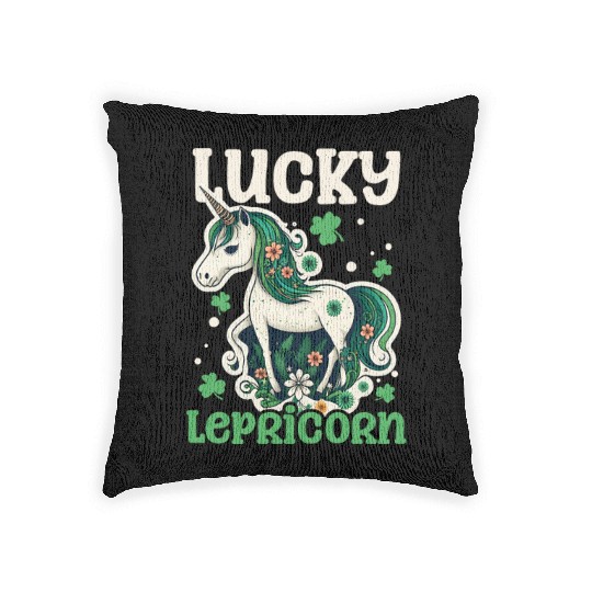 Irish Unicorn St Patricks Lucky Lepricorn Woven Pillows
