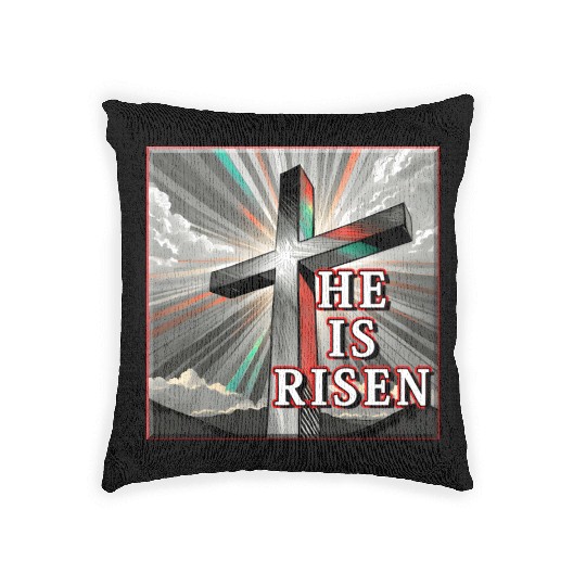 Cross, He is Risen - 2 Woven Pillows
