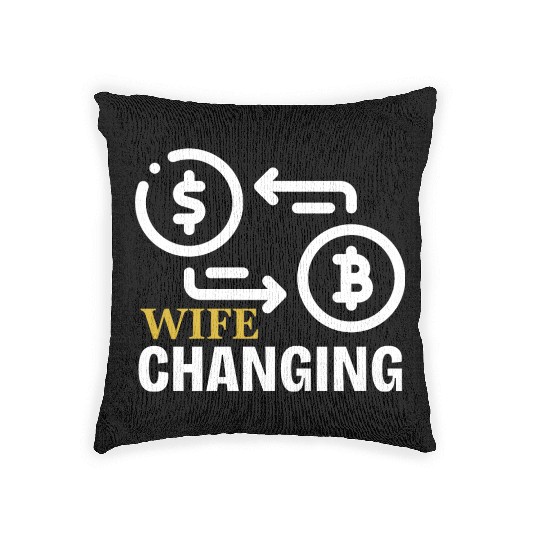 Black and Gold Wife Changing - Bitcoin Woven Pillows