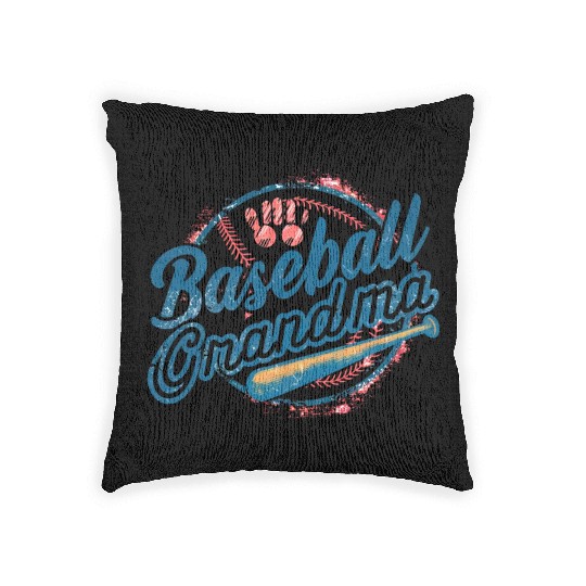baseball grandma gift Woven Pillows