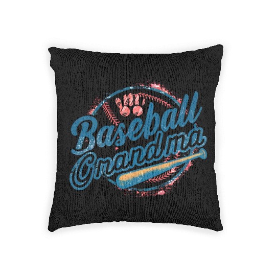 baseball grandma gift Woven Pillows