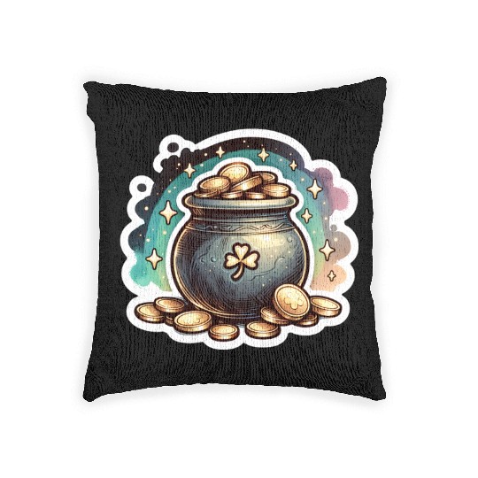 Saint Patrick's Day Sparkly Pot of Gold Woven Pillows