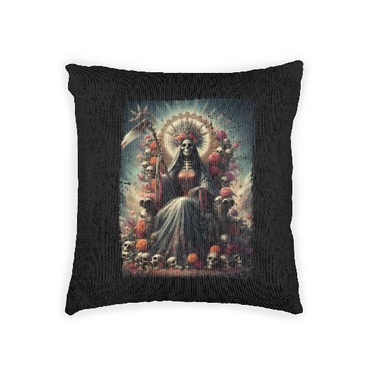 La Santa Muerte Saint Death Woven Pillows