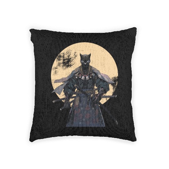 Anime Panther Warrior Samurai katana Woven Pillows