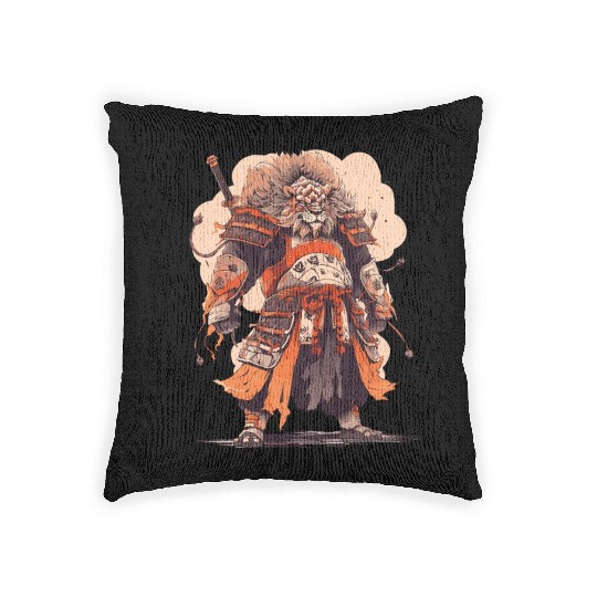 Samurai Katana Sword Anime Lion Manga Warrior Woven Pillows