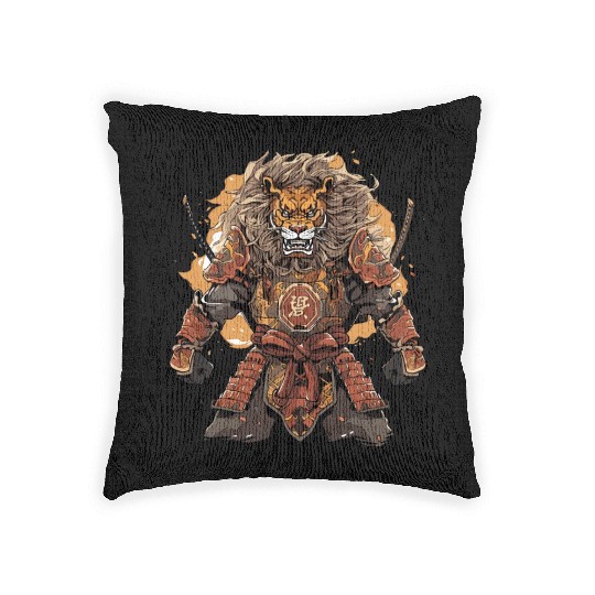 Samurai Katana Sword Anime Lion Manga Warrior Woven Pillows