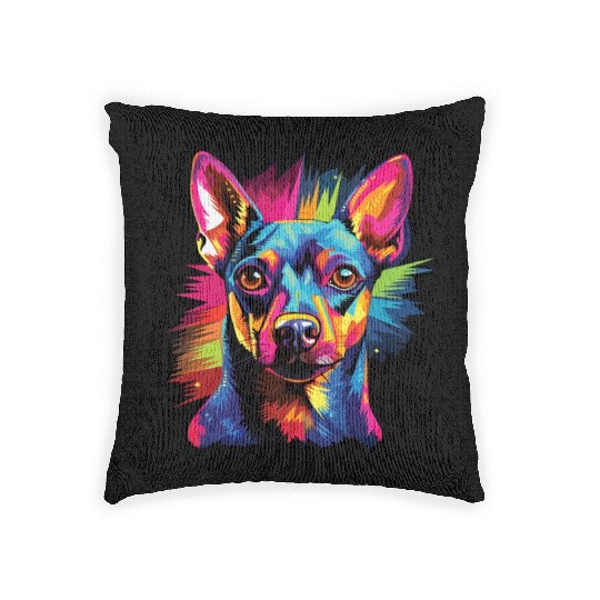 Watercolor Colorful Miniature Pinscher Woven Pillows