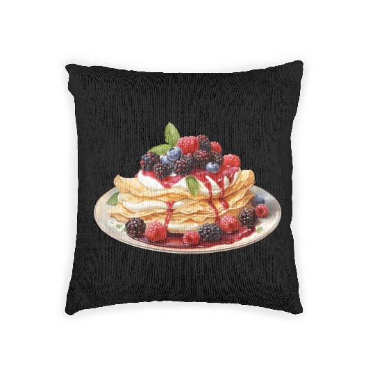 Dessert Pancakes With Summer Berries And Cream Woven Pillows