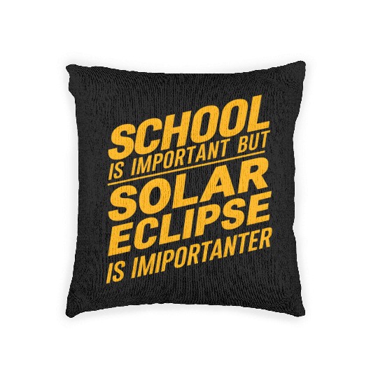 school is important but solar eclipse is important Woven Pillows