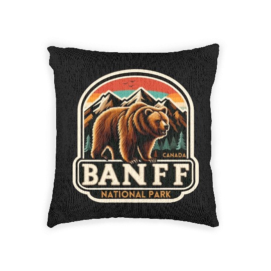 Banff National Park, Alberta Canada grizzly bears Woven Pillows