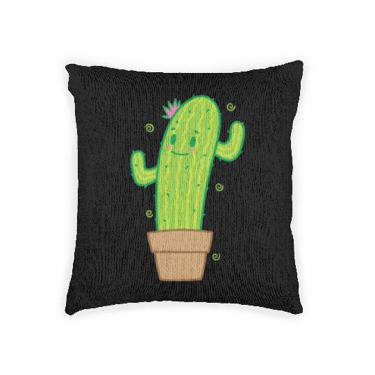 Cactus in Pot Plant Environment Woven Pillows