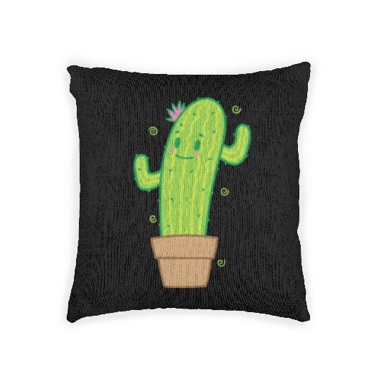 Cactus in Pot Plant Environment Woven Pillows