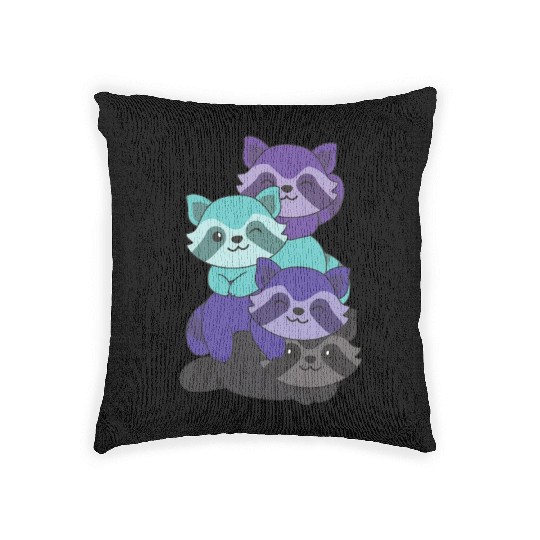 Alexigender Flag Pride Lgbtq Cute Raccoon Woven Pillows