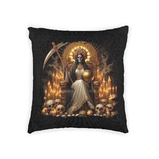 La Santa Muerte Saint Death Woven Pillows