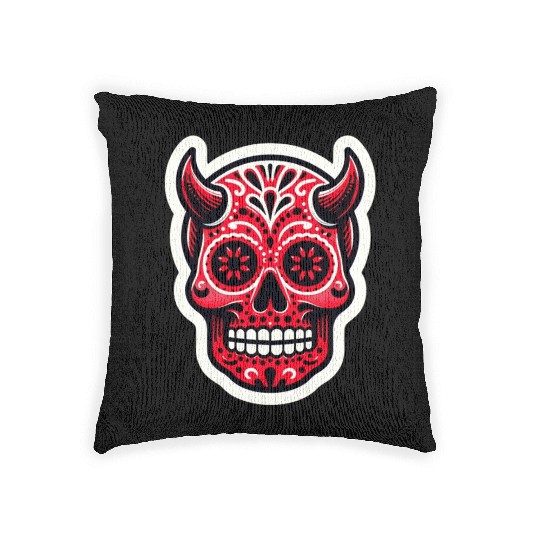 Adventurous Spirit: Daredevil Sugar Skull Woven Pillows