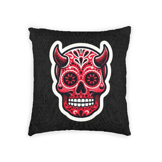 Adventurous Spirit: Daredevil Sugar Skull Woven Pillows