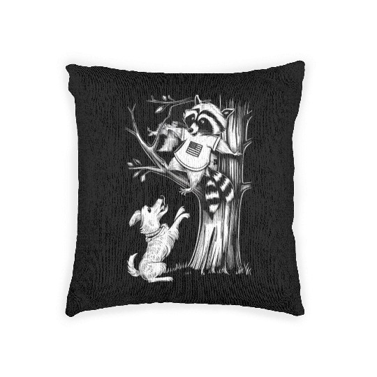 Patriotic Raccoon Escape Woven Pillows