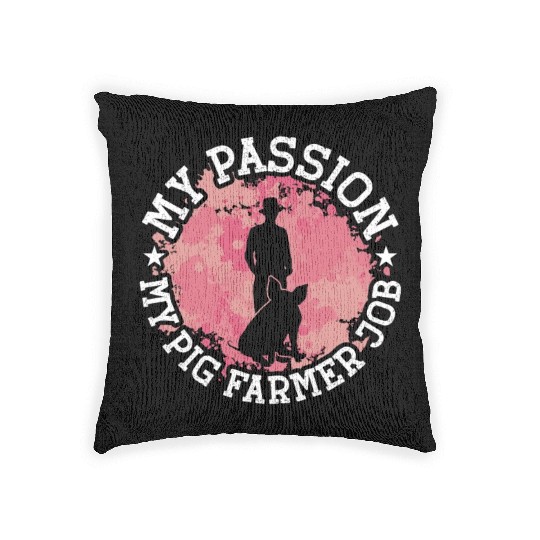 Pig Farmer My Passion My Pig Breeding Farming Life Woven Pillows