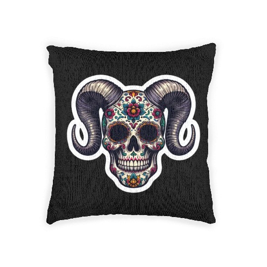 Enchanted Horns: Sugar Skull- Sugar Skull Woven Pillows