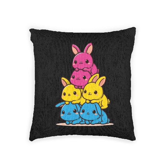 Bunny Pansexual Flag Pride Month Cute Bunny Woven Pillows