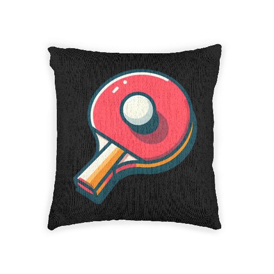 Ping Pong Paddle and Ball Woven Pillows
