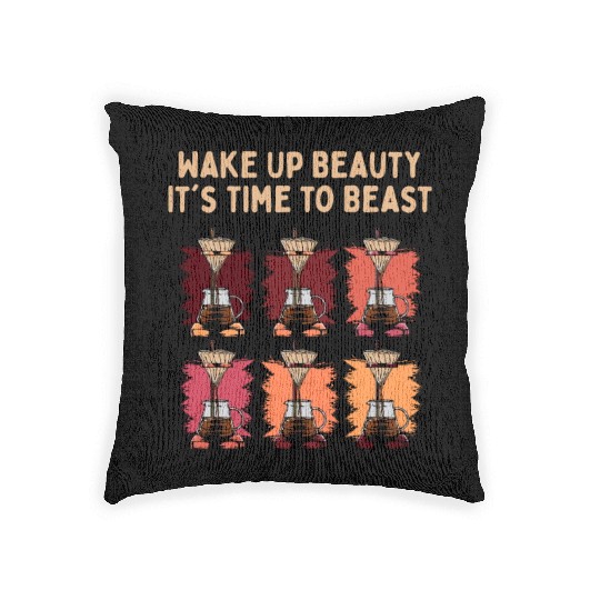 Beauty Time to Beast Workout Motivational Quote Woven Pillows