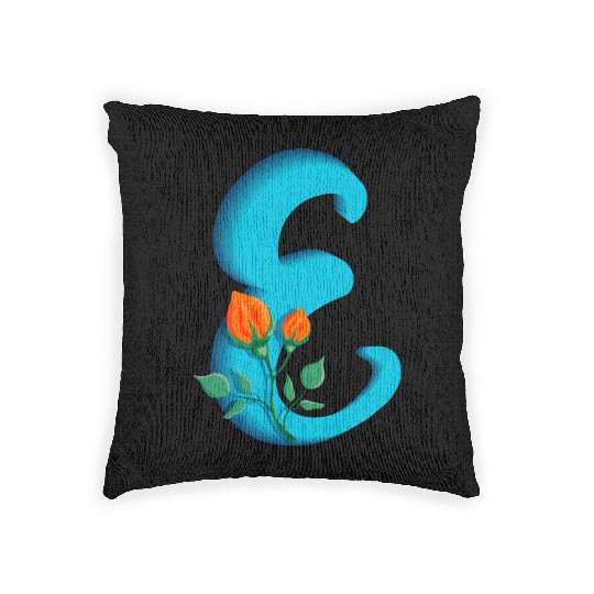 Three dimensional capital letter E rose monogram Woven Pillows