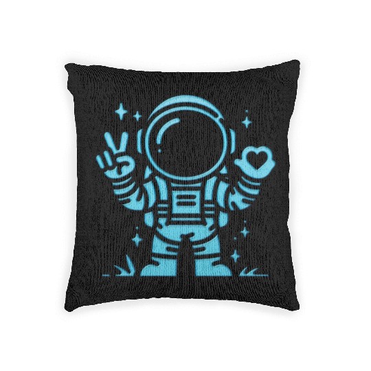 Blue Astronaut is sending love Woven Pillows