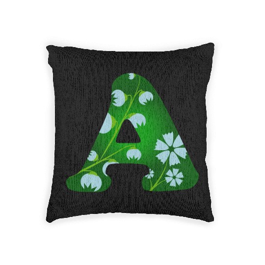 Monogram with capital letter A and bellflowers Woven Pillows