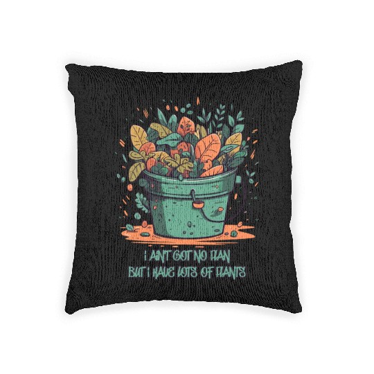 Bucket Overflowing with Plants Woven Pillows